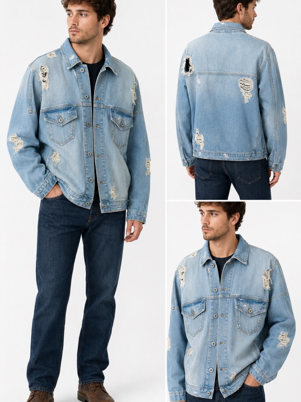 Represent Light Wash Denim Jacket - Light Blue